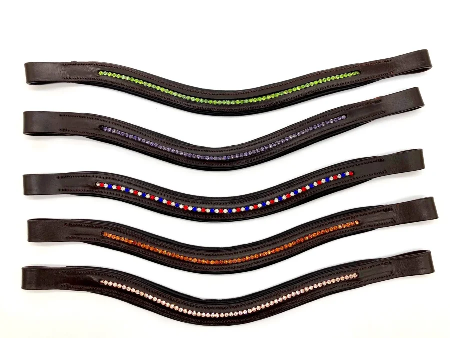 U-Shaped Crystal Browband - Brown