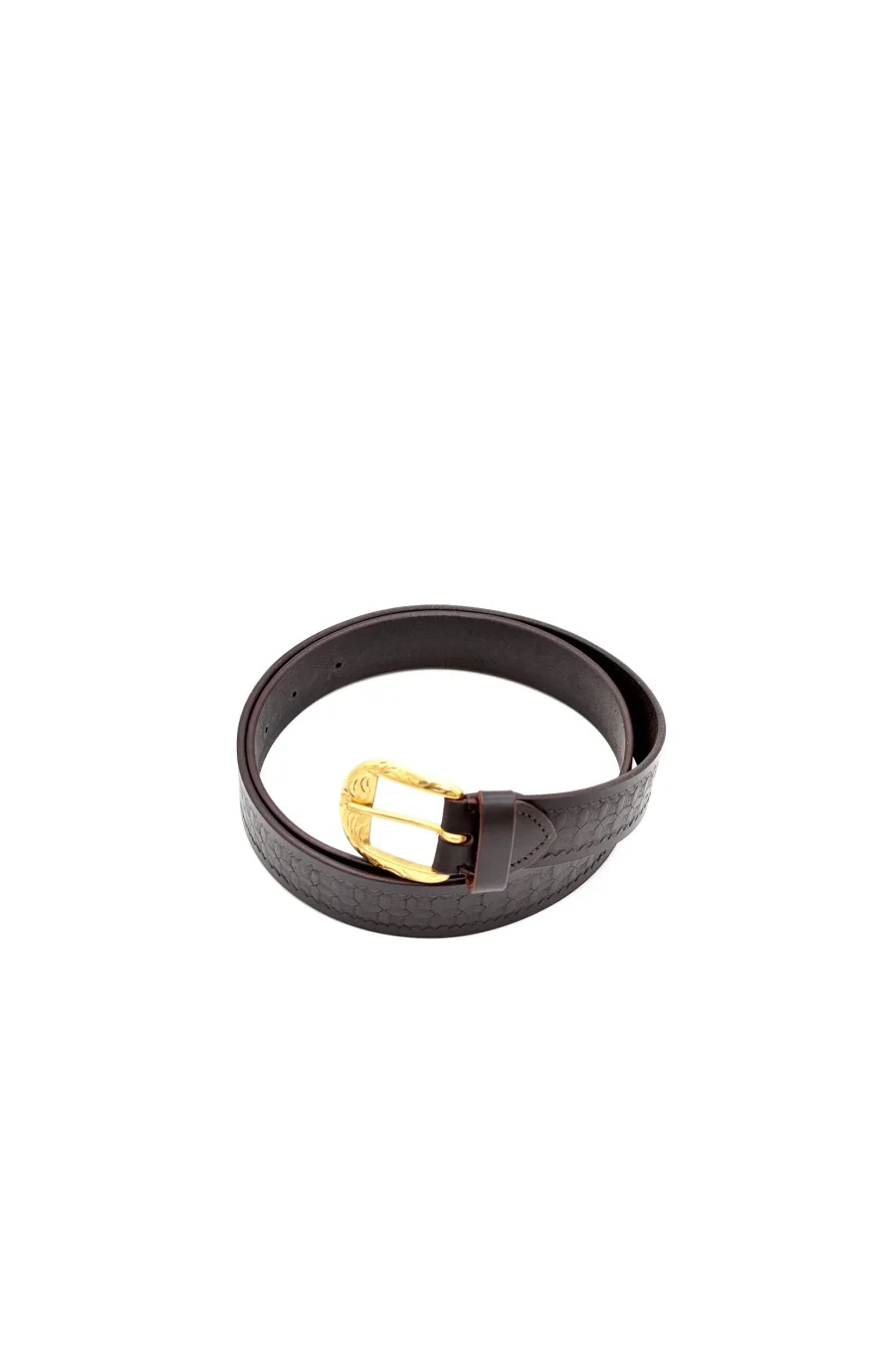 Hand Crafted Brown Leather Belt with Cross Detail