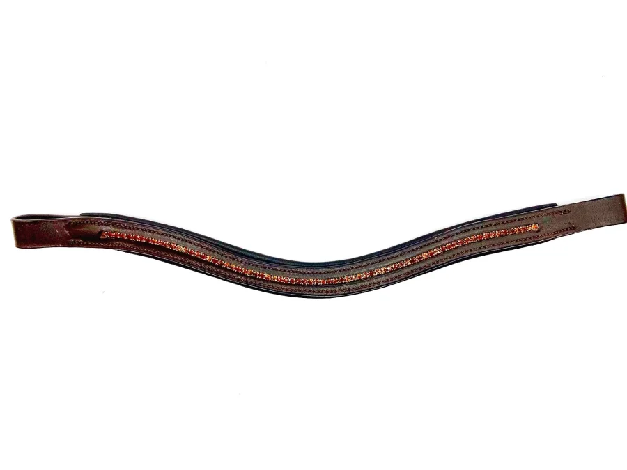 U-Shaped Crystal Browband - Brown