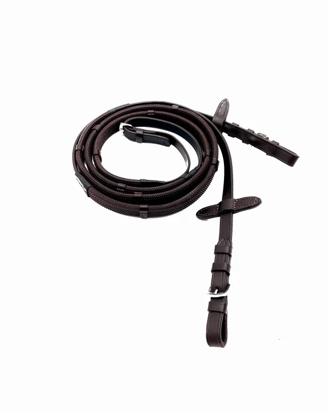 Soft Grip Rubber Reins with Leather Hand Stops