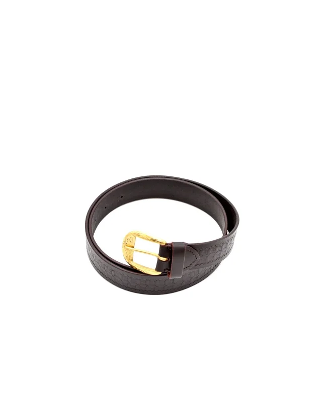Hand Crafted Brown Leather Belt with Cross Detail