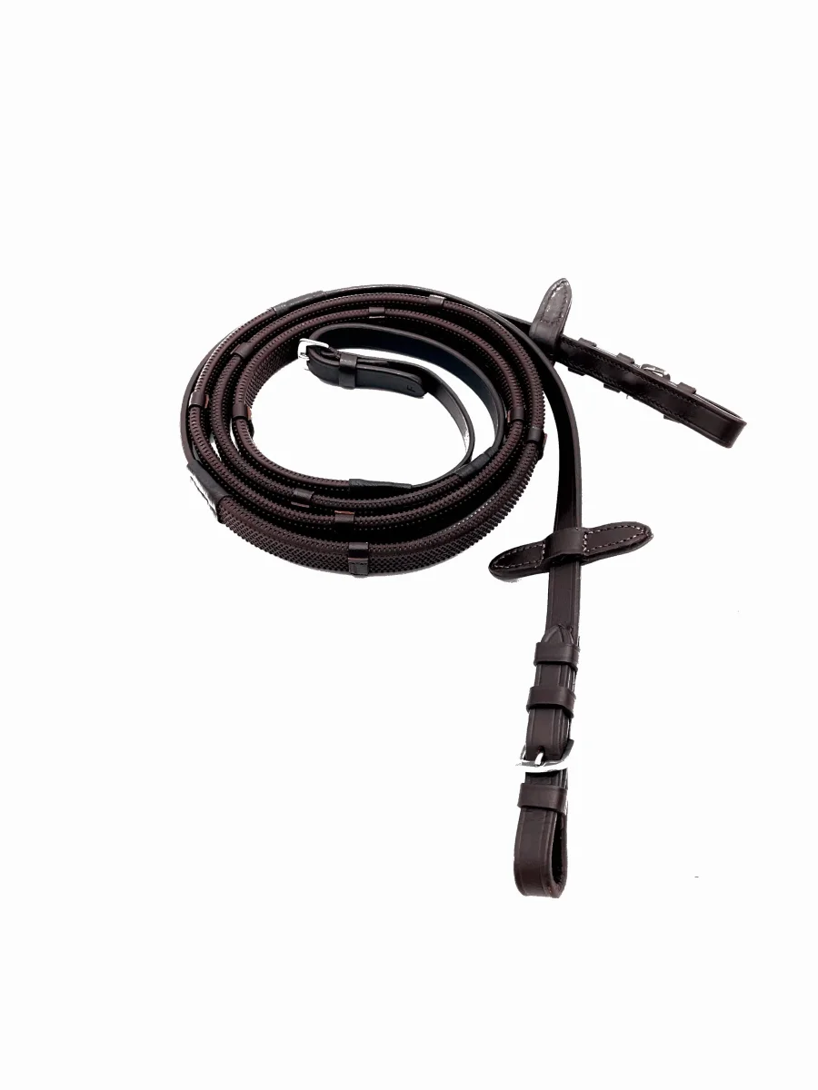Soft Grip Rubber Reins with Leather Hand Stops