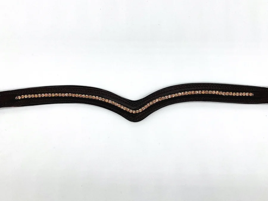 V-Shaped Crystal Browband - Brown