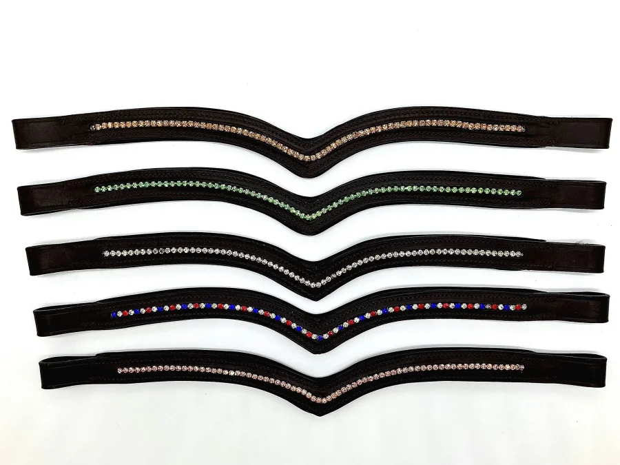 V-Shaped Crystal Browband - Brown